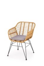 Krzesło K541 rattan syntetyczny naturalny / popielaty do jadalni - obrazek 3
