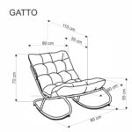 Fotel bujany GATTO 80 cm popielaty z funkcją bujania do salonu - obrazek 12