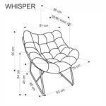 Fotel wypoczynkowy WHISPER 81 cm naturalny / czarny do salonu - obrazek 13