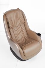 Fotel masujący DOPIO 69 cm beżowy eco skóra z masażem do salonu - obrazek 2