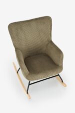 Fotel bujany BELMIRO 72 cm oliwkowy z funkcją bujania do salonu - obrazek 8