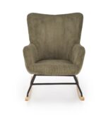 Fotel bujany BELMIRO 72 cm oliwkowy z funkcją bujania do salonu - obrazek 6