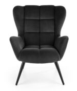 Fotel wypoczynkowy TYRION 75 cm czarny velvet do salonu - obrazek 4