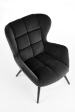 Fotel wypoczynkowy TYRION 75 cm czarny velvet do salonu - obrazek 6