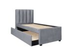 Łóżko pojedyncze RUSSO 90 cm z wysuwanym materacem 90x200 cm popielaty velvet do sypialni - obrazek 3