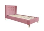 Łóżko tapicerowane ESTELLA 90 cm 90x200 cm różowy velvet do sypialni - obrazek 2