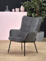 Fotel wypoczynkowy CASTEL 71 cm popielaty velvet do salonu - obrazek 13