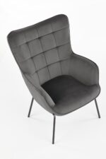 Fotel wypoczynkowy CASTEL 71 cm popielaty velvet do salonu - obrazek 6