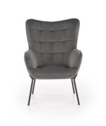 Fotel wypoczynkowy CASTEL 71 cm popielaty velvet do salonu - obrazek 4
