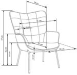 Fotel wypoczynkowy CASTEL 71 cm popielaty velvet do salonu - obrazek 14