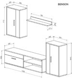 Szafka RTV BENSON zestaw 190 cm dąb artisan / kaszmir do salonu - obrazek 6