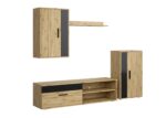 Szafka RTV BENSON zestaw 190 cm dąb artisan / czarny do salonu - obrazek 5