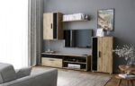 Szafka RTV BENSON zestaw 190 cm dąb artisan / czarny do salonu - obrazek 2