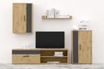 Szafka RTV BENSON zestaw 190 cm dąb artisan / czarny do salonu - obrazek 3