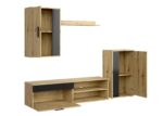 Szafka RTV BENSON zestaw 190 cm dąb artisan / czarny do salonu - obrazek 6