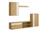 Szafka RTV BENSON zestaw 190 cm dąb artisan / kaszmir do salonu - obrazek 3