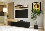 Szafka RTV CAMINO zestaw 210 cm dąb artisan / czarny do salonu - obrazek 2