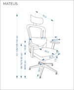 Fotel gabinetowy MATEUS 67 cm czarny do biura i gabinetu - obrazek 13