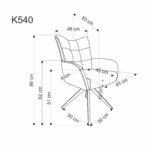 Krzesło K540 WD 60 cm naturalny / beżowy zestaw 2 szt do jadalni - obrazek 14