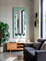 Lustro SOLETTO stojące lub ścienne 70 cm miętowy do sypialni lub przedpokoju - obrazek 2