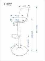 Krzesło barowe H127 40 cm cappuccino / popielaty zestaw 2 szt do kuchni i jadalni - obrazek 5