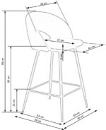 Krzesło barowe H96 48 cm kaszmir / beżowy zestaw 2 szt do kuchni i jadalni - obrazek 13