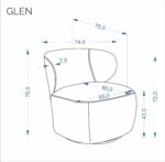 Fotel wypoczynkowy GLEN 74 cm beżowy do salonu - obrazek 11