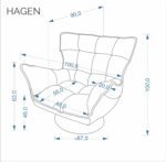 Fotel wypoczynkowy HAGEN 100 cm beżowy do salonu - obrazek 4