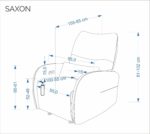 Fotel wypoczynkowy SAXON elektrycznie rozkładany 85 cm popielaty do salonu - obrazek 4