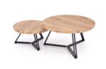 Ława ANGER zestaw 2 ław 75x55 cm dąb złoty / czarny MDF do salonu - obrazek 3