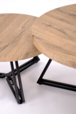Ława ANGER zestaw 2 ław 75x55 cm dąb złoty / czarny MDF do salonu - obrazek 4