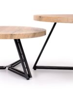Ława ANGER zestaw 2 ław 75x55 cm dąb złoty / czarny MDF do salonu - obrazek 6