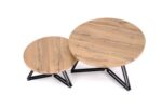 Ława ANGER zestaw 2 ław 75x55 cm dąb złoty / czarny MDF do salonu - obrazek 7