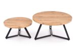 Ława ANGER zestaw 2 ław 75x55 cm dąb złoty / czarny MDF do salonu - obrazek 10