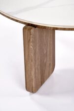 Ława DIUNA zestaw 2 ław biały marmur / jasny orzech 80x41 cm orzech / biały MDF do salonu - obrazek 6