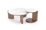 Ława DIUNA zestaw 2 ław biały marmur / jasny orzech 80x41 cm orzech / biały MDF do salonu - obrazek 10