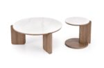 Ława DIUNA zestaw 2 ław biały marmur / jasny orzech 80x41 cm orzech / biały MDF do salonu - obrazek 11