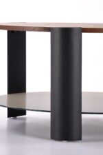 Ława LIRA 80x80 cm orzechowy / czarny / orzech szklany blat do salonu - obrazek 3