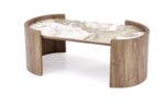 Ława NICOSIA 61x121 cm orzechowy / beżowy MDF do salonu - obrazek 2