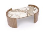 Ława NICOSIA 61x121 cm orzechowy / beżowy MDF do salonu - obrazek 9
