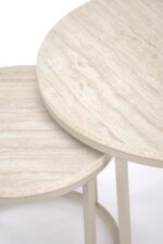 Ława PAOLA zestaw 2 ław trawertyn / kaszmir 60x38 cm MDF do salonu - obrazek 3