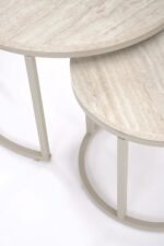 Ława PAOLA zestaw 2 ław trawertyn / kaszmir 60x38 cm MDF do salonu - obrazek 9
