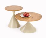 Ława PILAR zestaw 2 ław dąb naturalny / kaszmir 70x50 cm dąb naturalny / dąb złoty / kaszmir MDF do salonu - obrazek 2