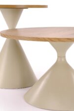 Ława PILAR zestaw 2 ław dąb naturalny / kaszmir 70x50 cm dąb naturalny / dąb złoty / kaszmir MDF do salonu - obrazek 10