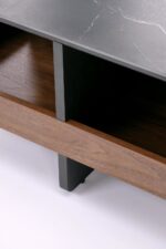 Ława VICKER 70x70 cm ciemny popielaty / czarny / orzech MDF do salonu - obrazek 3