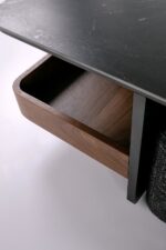 Ława VICKER 70x70 cm ciemny popielaty / czarny / orzech MDF do salonu - obrazek 7