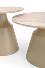 Ława ZURICH zestaw 2 ław trawertyn / kaszmir 70x50 cm MDF do salonu - obrazek 3