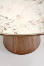 Stół ARANI 120x120 cm orzechowy / beżowy / orzech MDF do jadalni - obrazek 6