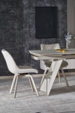 Stół rozkładany ARMANI 90x165 - 241 cm trawertyn / kaszmir do jadalni - obrazek 8