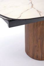 Stół rozkładany FLAVOR 100x200 - 300 cm orzechowy / orzech / biały szklany blat do jadalni - obrazek 5